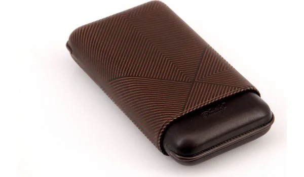 Estojo para charutos Davidoff XL-3 couro marrom folha