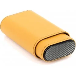 Estojo de couro para charutos Amarelo / Carbono