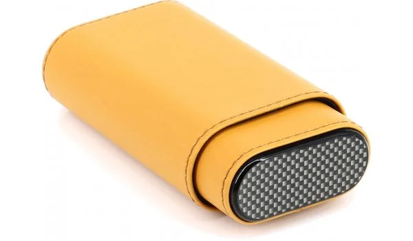 Estojo de couro para charutos Amarelo / Carbono