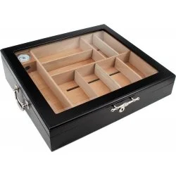 Humidificador preto com tampa de vidro