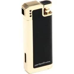 Isqueiro perfectSmoke com tamper de tubo integrado - Preto e dourado