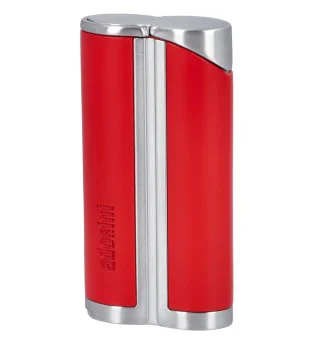 Isqueiro adorini Single Jet Curve Vermelho / Prata Acetinado incl. Cigar Punch