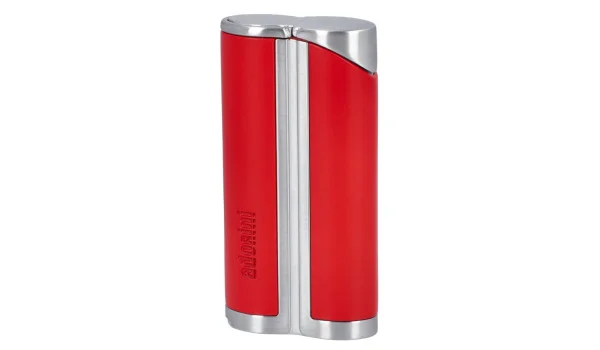 Isqueiro adorini Single Jet Curve Vermelho / Prata Acetinado incl. Cigar Punch