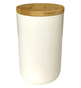 Pote para charutos de porcelana branca com tampa de madeira