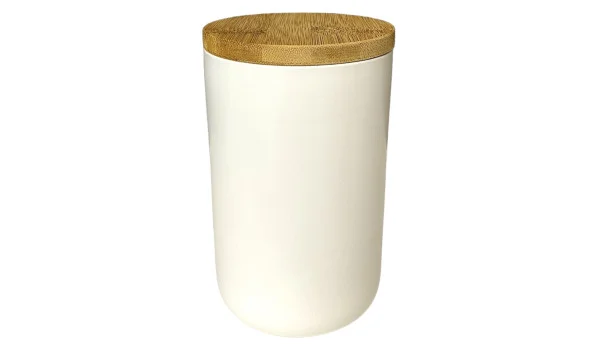 Pote para charutos de porcelana branca com tampa de madeira
