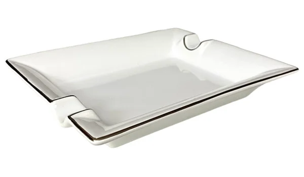 Cinzeiro para charutos branco/prateado quadrangular