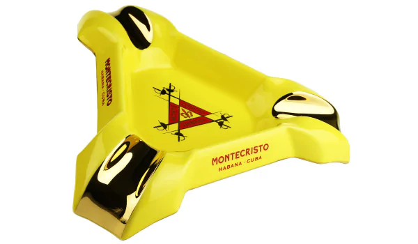 Cinzeiro para 3 charutos Montecristo amarelo-ouro