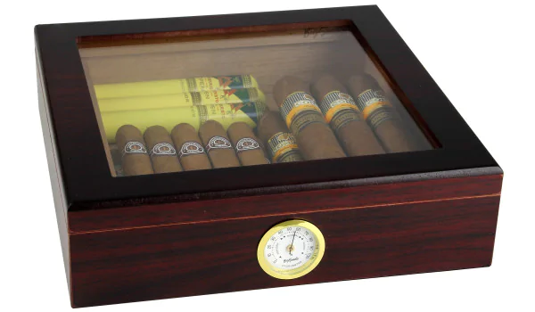 BigSmoke Humidor marrom com tampa de vidro