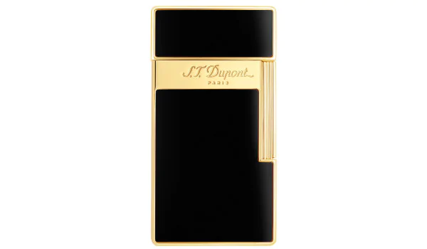 Isqueiro S. T. Dupont Biggy Preto Lacado Dourado 025002
