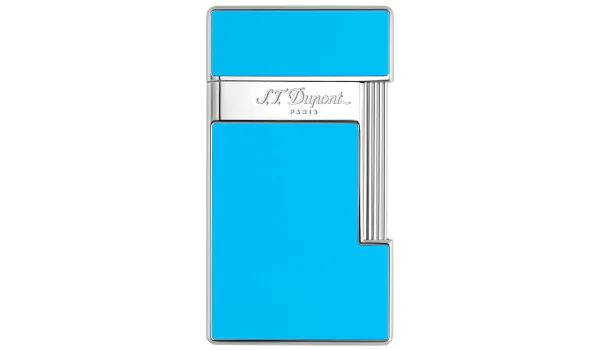Isqueiro S.T. Dupont Slimmy Lighter Azul Claro Lacado Cromado 028007