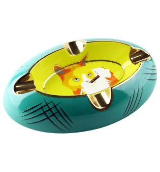 Cinzeiro Siglo Gato amarelo/verde