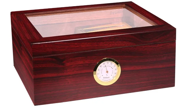 BigSmoke Humidor Medium marrom com tampa de vidro