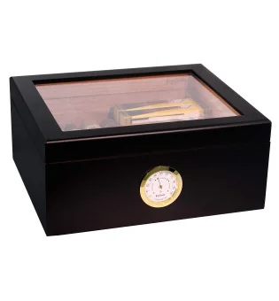 Big Smoke Humidor Medium preto com tampa de vidro