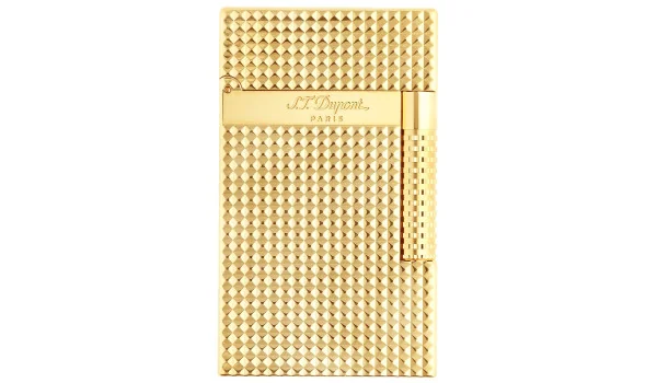 Isqueiro S.T. Dupont Le Grand Cling com cabeça de diamante em dourado C23009