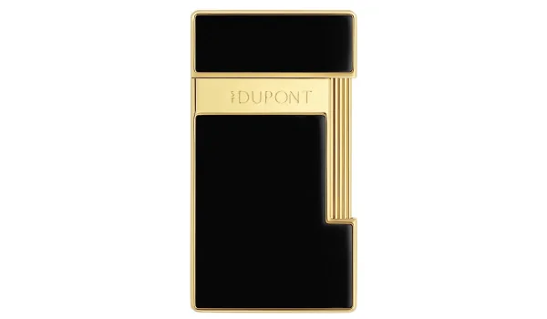 Isqueiro S.T. Dupont Slimmy Preto Lacado Dourado 028222