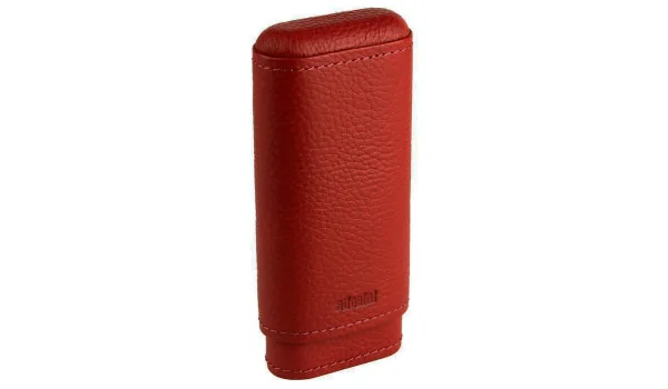 estojo vermelho para 2-3 charutos adorini em couro legítimo