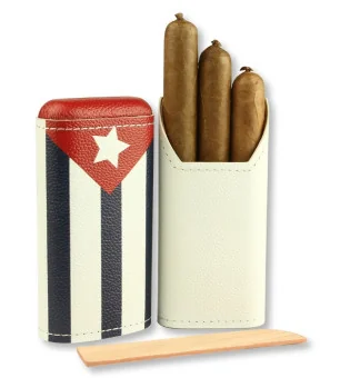 Estojo para charutos adorini couro legítimo 2-3 charutos bandeira cubana