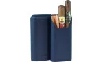 Estojo de couro genuíno adorini para charutos 2-3 charutos azul