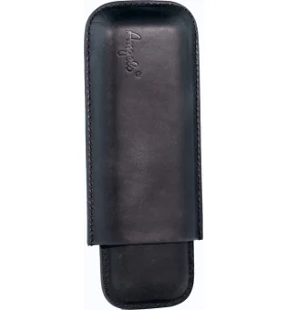 Estojo para charutos Angelo preto 2 charutos couro