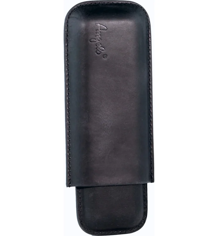 Estojo para charutos Angelo preto 2 charutos couro