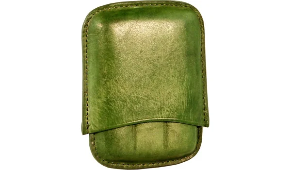 Estojo para charutos Angelo 3 charutos couro verde