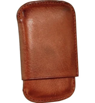 Caixa para cigarrilhas/charutos Angelo 4 couro conhaque