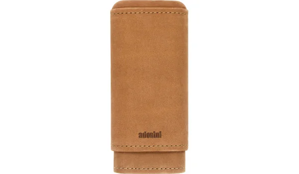 Estojo Adorini para 2-3 charutos, em couro legítimo, marrom