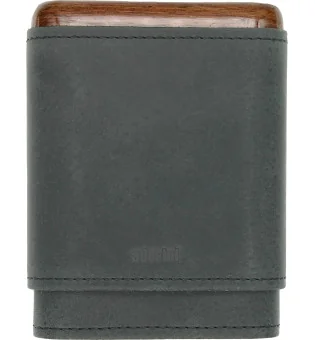 Adorini estojo de charuto preto em couro verdadeiro 3-5 charutos topo e base amadeirados