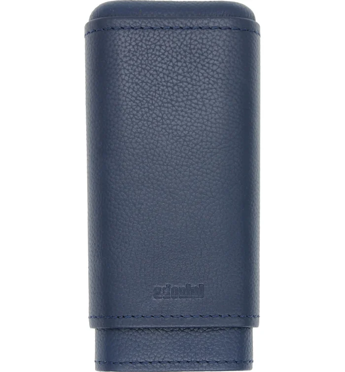 Estojo de couro genuíno adorini para charutos 2-3 charutos azul