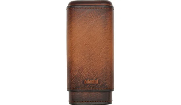 Estojo de couro genuíno adorini vintage 2-3 charutos marrom
