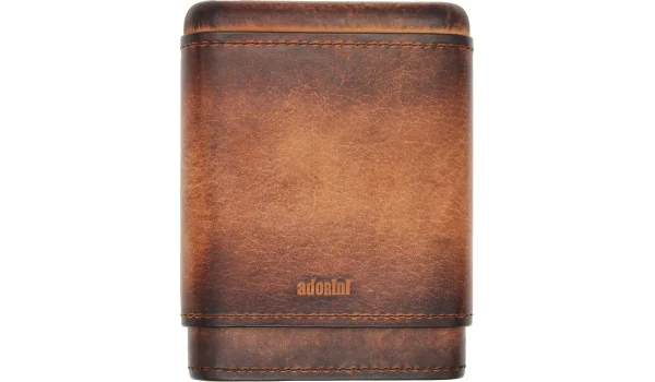Estojo de couro genuíno adorini vintage 3-5 charutos marrom