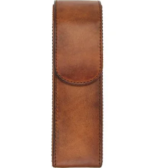 estojo de bolso vintage de couro para 2 charutos adorini, marrom com bolsa para cortador ou isqueiro