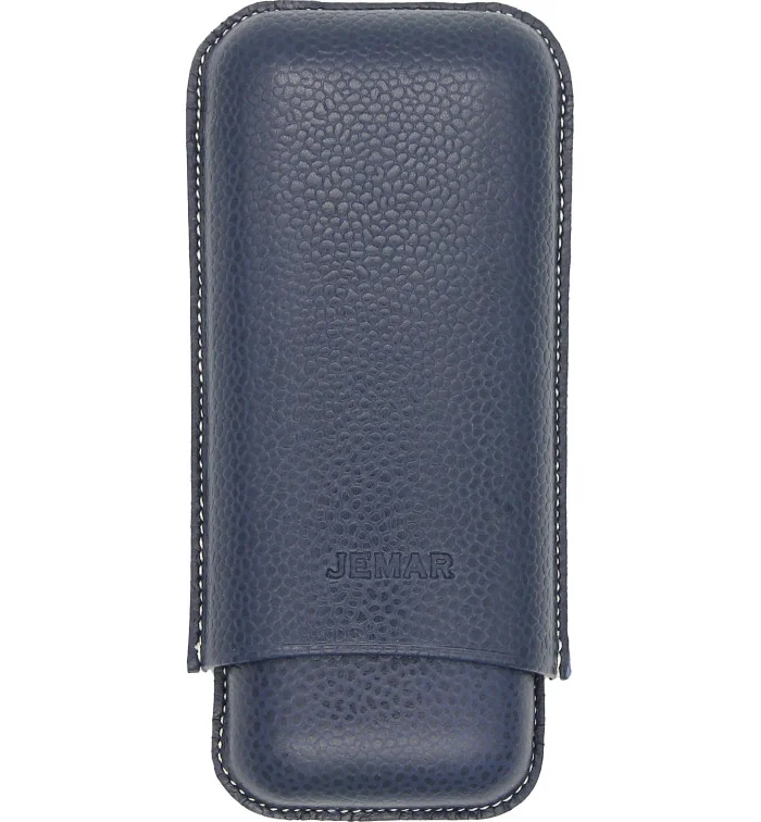 Estojo de couro Jemar Double Cigar Edge Beruga Blue 464/2