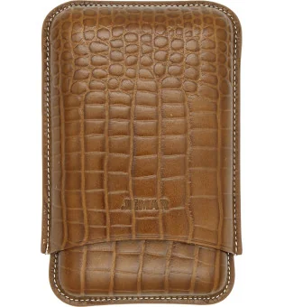 Estojo triplo de couro Jemar para charutos Coco Camel 464/3