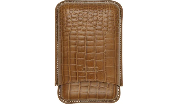 Estojo triplo de couro Jemar para charutos Coco Camel 464/3
