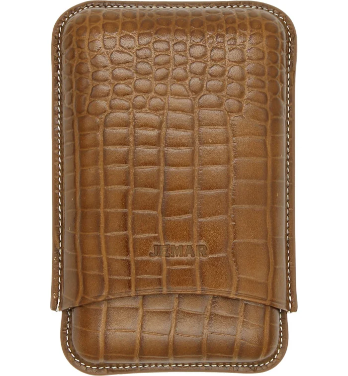 Estojo triplo de couro Jemar para charutos Coco Camel 464/3