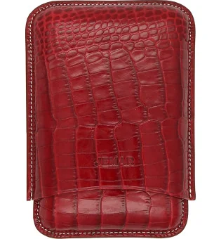 Estojo triplo de couro Jemar para charutos Coco Red 464/3