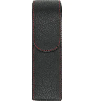 Estojo de couro para 2 charutos adorini com fio preto e vermelho com bolsa para cortador ou isqueiro