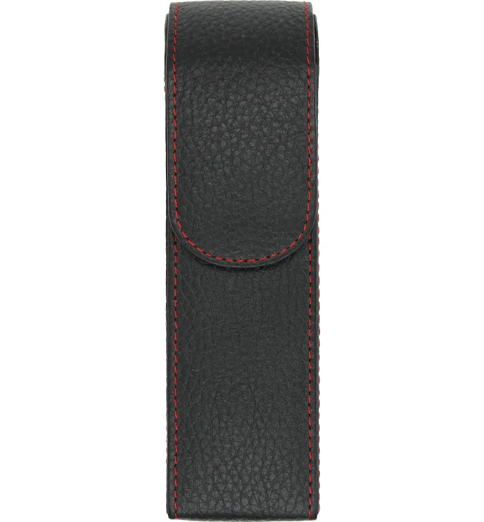 Estojo de couro para 2 charutos adorini com fio preto e vermelho com bolsa para cortador ou isqueiro