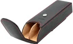 Estojo de couro para 2 charutos adorini com fio preto e vermelho com bolsa para cortador ou isqueiro