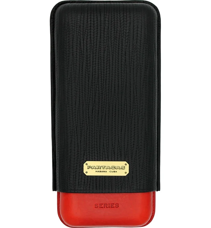 Estojo de couro triplo para charuto Partagas preto vermelho foto 2