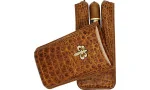 Estojo para Charutos Montecristo Fleur de Lis Couro Croco Marrom 3 peças