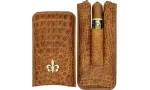 Estojo para Charutos Montecristo Fleur de Lis Couro Croco Marrom 3 peças