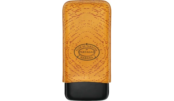 Estojo para charutos Partagas Classic em couro laranja e preto, 3 peças.