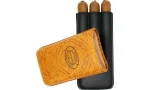 Estojo para charutos Partagas Classic em couro laranja e preto, 3 peças.