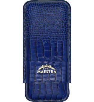 Estojo para Charutos Partagas Linea Maestra Couro Azul 3 peças