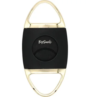 Cortador BigSmoke preto e dourado, lâminas pretas serrilhadas