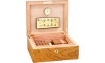 Humidor Adorini Salento em madeira de burl de oliveira médio Deluxe
